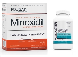 Minoxidil 5% Foligain  Suplement przeciw wypadającym włosom 120 kapsułek 